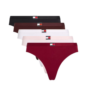 Tommy Hilfiger Conjunto de 5 tangas com logtipo multicolorido na cintura