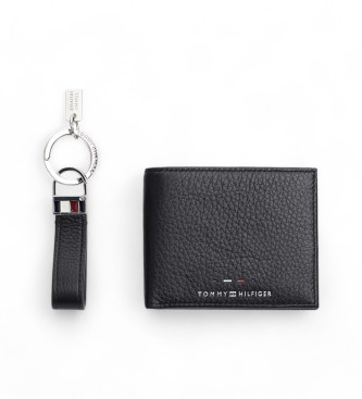 Tommy Hilfiger Gift set with key ring and leather card holder black