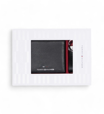 Tommy Hilfiger Gift set with key ring and leather card holder black