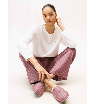 Tommy Hilfiger Set regalo essenziale con pigiama e pantofole bianchi e rosa