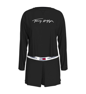 Tommy Hilfiger Heritage pyjamasshorts och T-shirt med svart logotyp