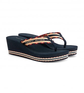 Tommy Hilfiger Navy fabric sandals - Height cua 6cm 
