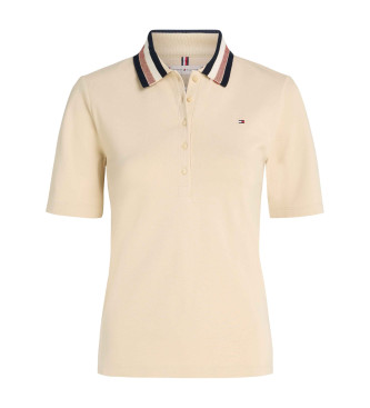 Tommy Hilfiger Beigefarbenes Piqu-Poloshirt mit schmaler Passform