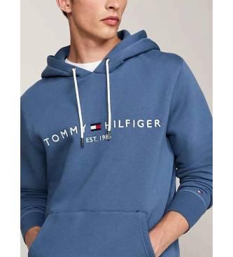 Tommy Hilfiger Sweatshirt med htte, snre og blt broderet logo