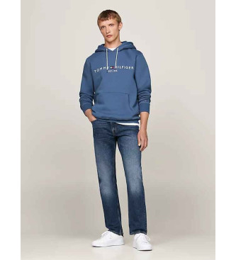 Tommy Hilfiger Sweatshirt med htte, snre og blt broderet logo