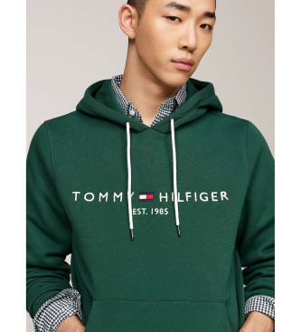 Tommy Hilfiger Sweatshirt com capuz, cordo e logtipo verde bordado