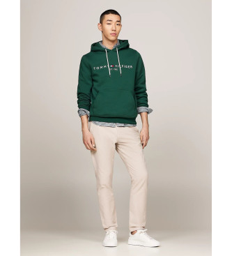 Tommy Hilfiger Sweatshirt com capuz, cordo e logtipo verde bordado