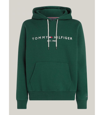 Tommy Hilfiger Sweatshirt met capuchon, trekkoord en groen geborduurd logo