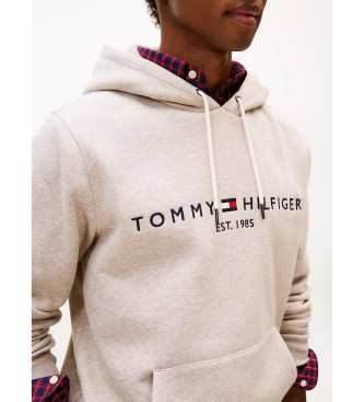 Tommy Hilfiger Mikina s kapuco z izvezenim logotipom v bež barvi