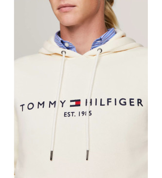 Tommy Hilfiger Beżowa bluza z kapturem i wyszywanym logo