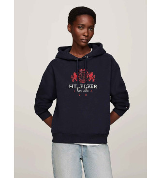 Tommy Hilfiger Sweatshirt med huva och broderad logotyp i marinbl frg