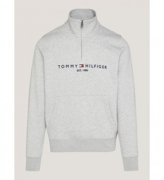 Tommy Hilfiger Sweatshirt avec quart de fermeture éclair et logo gris