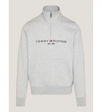 Tommy Hilfiger Sweatshirt avec quart de fermeture clair et logo gris