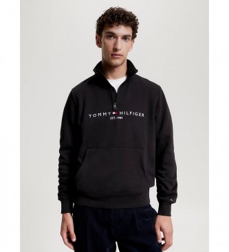 Tommy Hilfiger Sweatshirt mit Viertelreiverschluss und schwarzem Logo