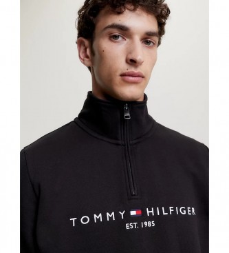 Tommy Hilfiger Sweatshirt avec quart de fermeture clair et logo noir