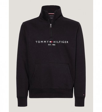 Tommy Hilfiger Sweatshirt mit Viertelreiverschluss und schwarzem Logo