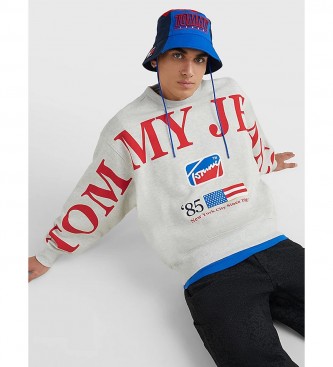 Tommy Jeans Graues weit geschnittenes Logo-Sweatshirt