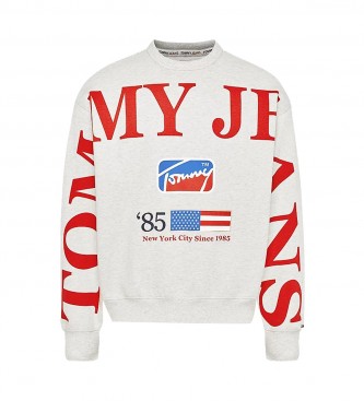 Tommy Jeans Graues weit geschnittenes Logo-Sweatshirt