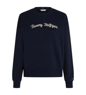 Tommy Hilfiger Pull avec logo en police Script brod en bleu marine