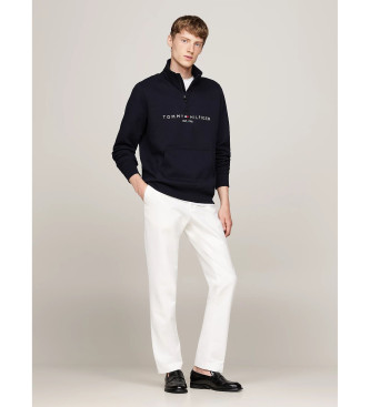 Tommy Hilfiger Felpa con collo Perkins e zip blu