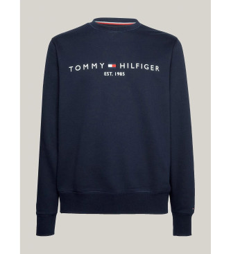 Tommy Hilfiger Sweater met ronde hals en in marineblauw geborduurd logo