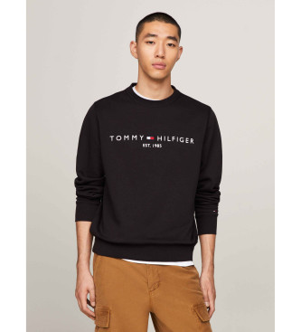 Tommy Hilfiger Camisola de gola redonda com logtipo bordado preto