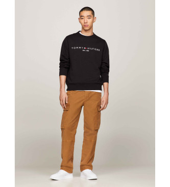 Tommy Hilfiger Crewneck-sweatshirt med broderad logotyp svart