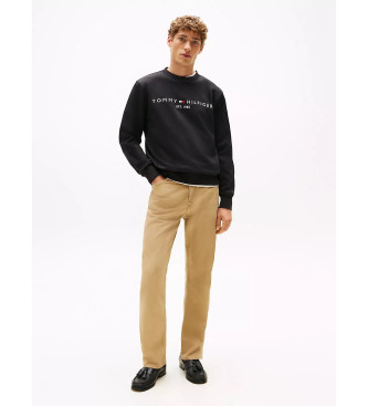 Tommy Hilfiger Felpa girocollo con logo ricamato nero
