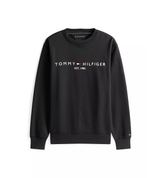 Tommy Hilfiger Felpa girocollo con logo ricamato nero