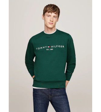 Tommy Hilfiger Camisola de gola redonda com logtipo bordado em verde