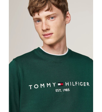 Tommy Hilfiger Mikina z izvezenim logotipom zelene barve