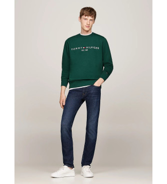 Tommy Hilfiger Camisola de gola redonda com logtipo bordado em verde