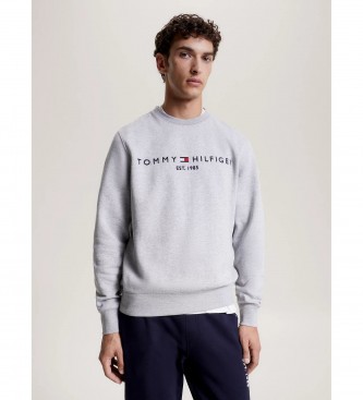 Tommy Hilfiger Sweater met ronde hals en grijs logo