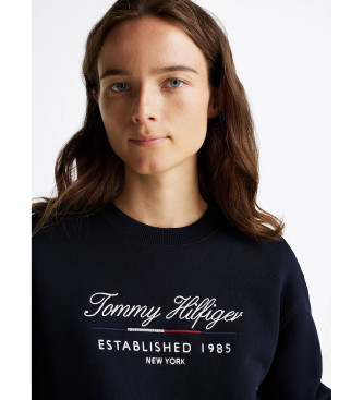 Tommy Hilfiger Sweat  col ras du cou avec logo Script en bleu marine