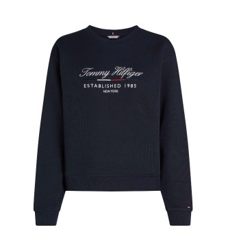 Tommy Hilfiger Sweatshirt med rund hals och Script-logotyp i marinbl frg