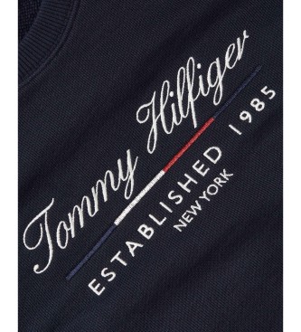 Tommy Hilfiger Mikina z vratnim izrezom in logotipom Script v mornariški barvi