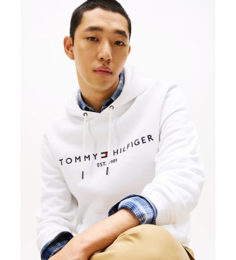 Tommy Hilfiger Fleece-Kapuzensweatshirt mit weier Kapuze und Kordelzug