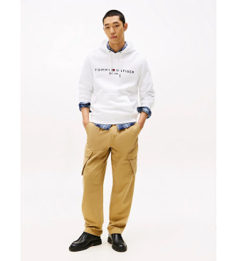 Tommy Hilfiger Fleece-Kapuzensweatshirt mit weier Kapuze und Kordelzug