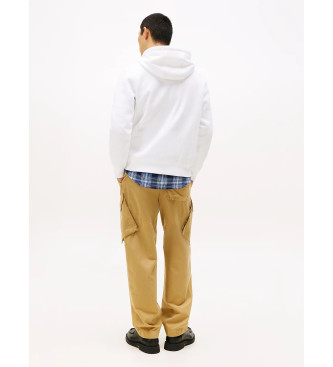 Tommy Hilfiger Fleece-Kapuzensweatshirt mit weier Kapuze und Kordelzug