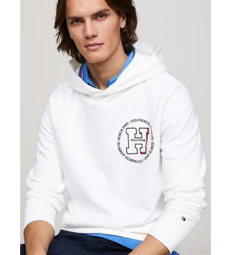 Tommy Hilfiger Fleece-Kapuzensweatshirt mit kreisfrmigem Logo wei