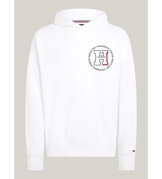 Tommy Hilfiger Fleece hooded sweatshirt with circular logo white