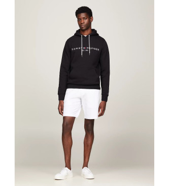 Tommy Hilfiger Stretchkatoenen fleece sweatshirt met capuchon en logo zwart 