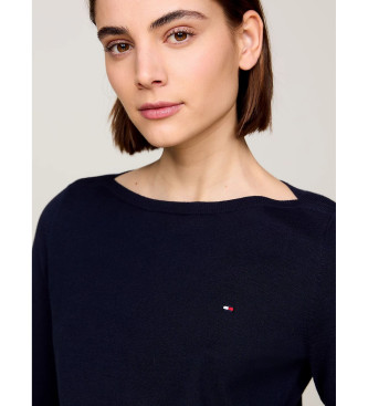 Tommy Hilfiger Gestricktes Sweatshirt mit marineblauem Rundhalsausschnitt