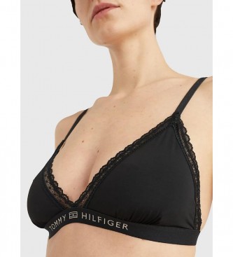 Tommy Hilfiger Triangle bra with lace and without lining black
