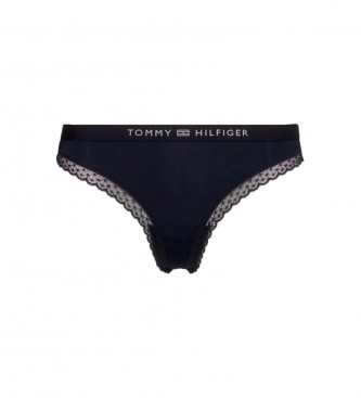 Tommy Hilfiger Tanga med logo og navyfarvede blonder