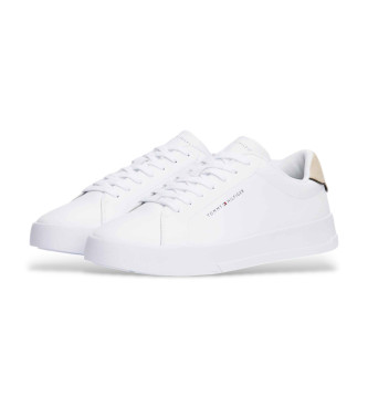 Tommy Hilfiger Leren sneakers met rechter detail wit