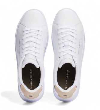 Tommy Hilfiger Leren sneakers met rechter detail wit