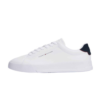 Tommy Hilfiger Sneakers i lder med hofdetaljer, hvide