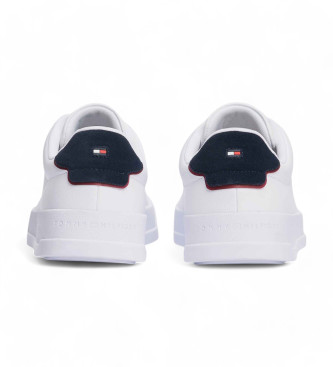 Tommy Hilfiger Sneakers i lder med hofdetaljer, hvide