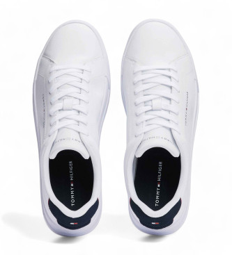 Tommy Hilfiger Sneakers i lder med hofdetaljer, hvide